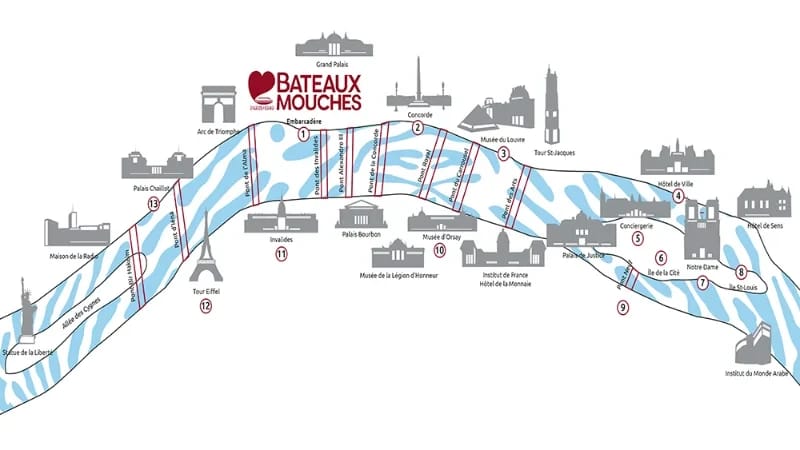 plan route bateaux mouches