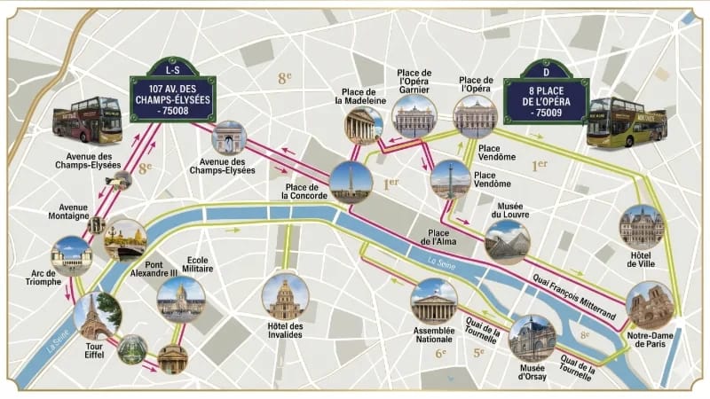 خريطة مسار حافلة Bus Toqué خلال الغداء على الضفة اليسرى