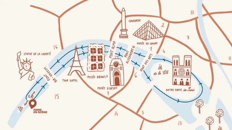 Kreuzfahrtstreckenplan Champagner-Formel der Gesellschaft Paris en Scène
