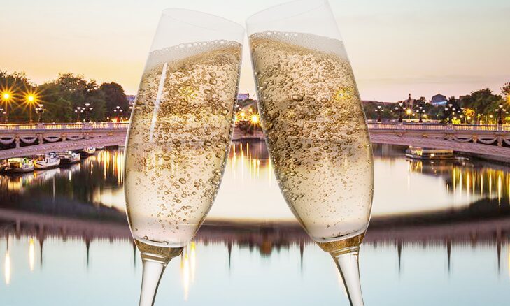 Champagne toast on board during New Year’s Eve