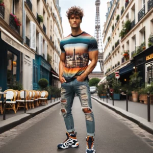 Homme en jean troué