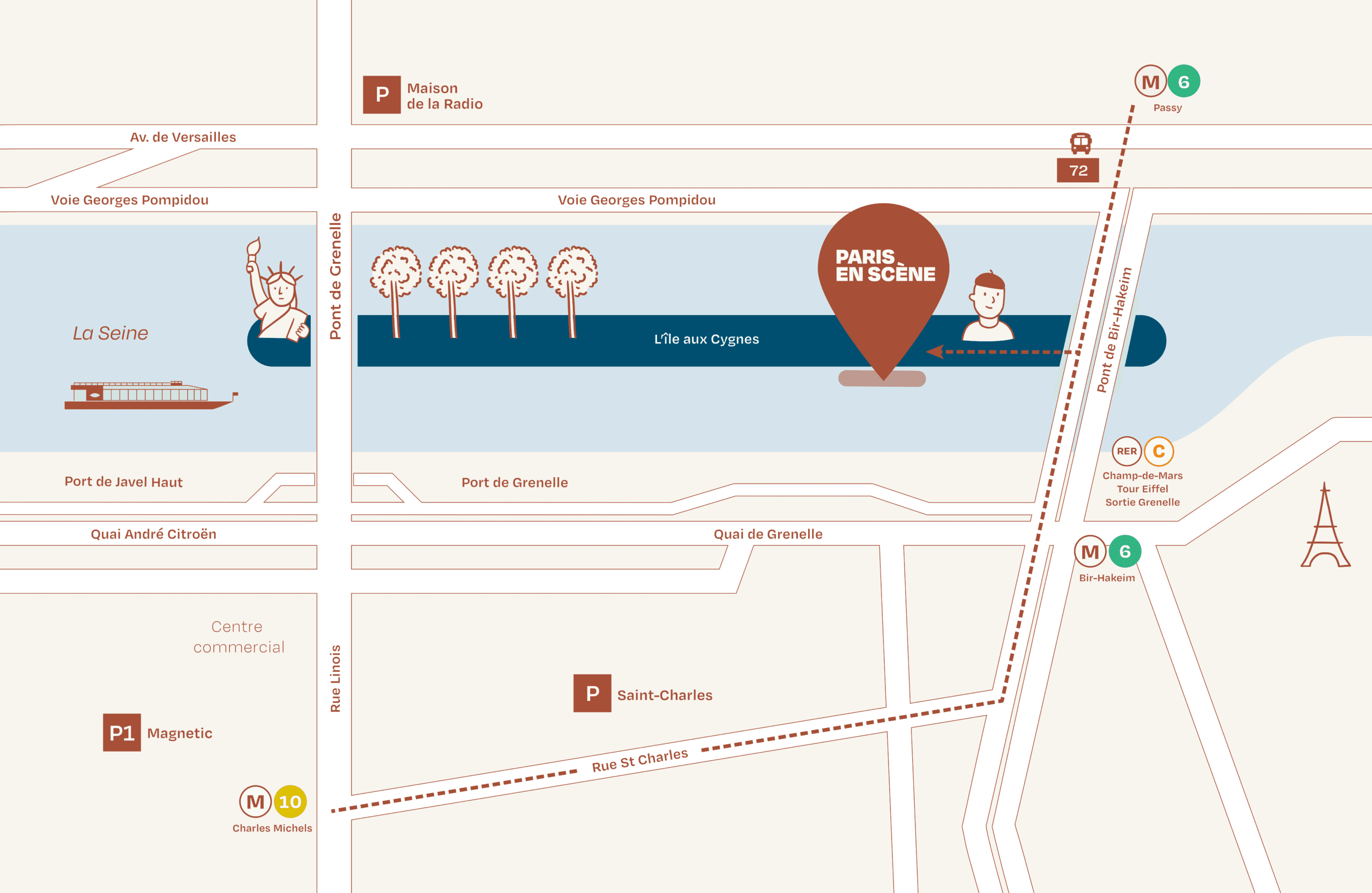 Plano acceso Paris en Scène Bir-Hakeim